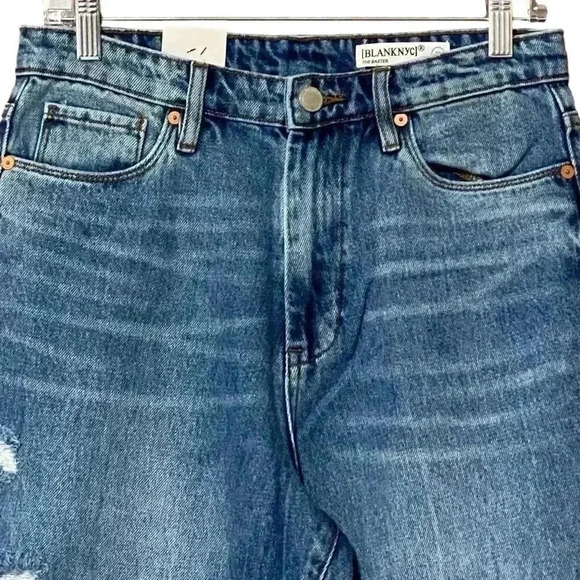 BLANKNYC The Baxter Ribcage Straight Leg Jeans Women’s 28 Blue Distressed NWT - Picture 4 of 11